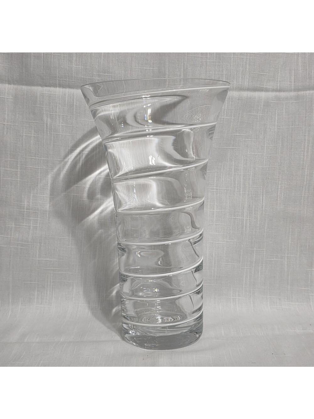 FTD Spiral Swirl Clear Glass Vase 10" Tall Flared Rim Floral Display